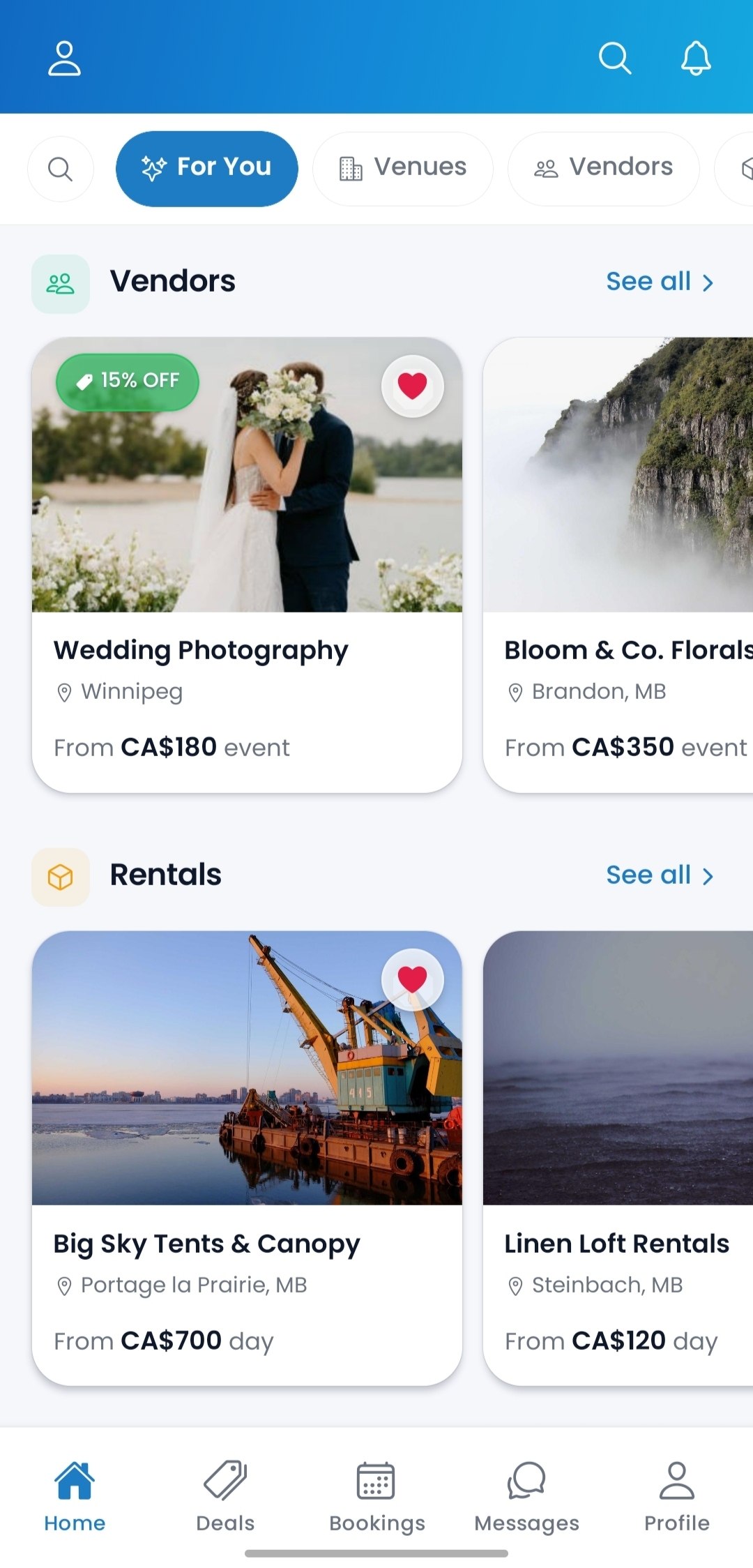Everjoy app — browsing listings
